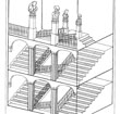 Sketch of the Virgin of Bethlehem Staircase by Andr�s A. Rosende Vald�s. From his book El Grande y Real Hospital de Santiago de Compostela